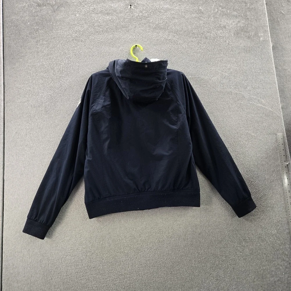 Hollister Women Jacket L Navy Windbreaker‎ Logo All Weather Hooded Zipper